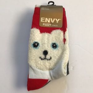 Envy Fuzzy Animal Socks 3 Pack Cozy Plush Winter Socks Womens 5-10